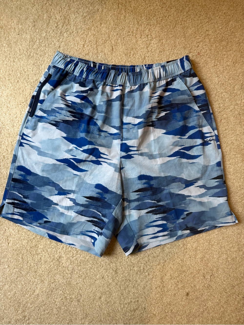 DSG Light Gray Active Shorts with Subtle Stripes
